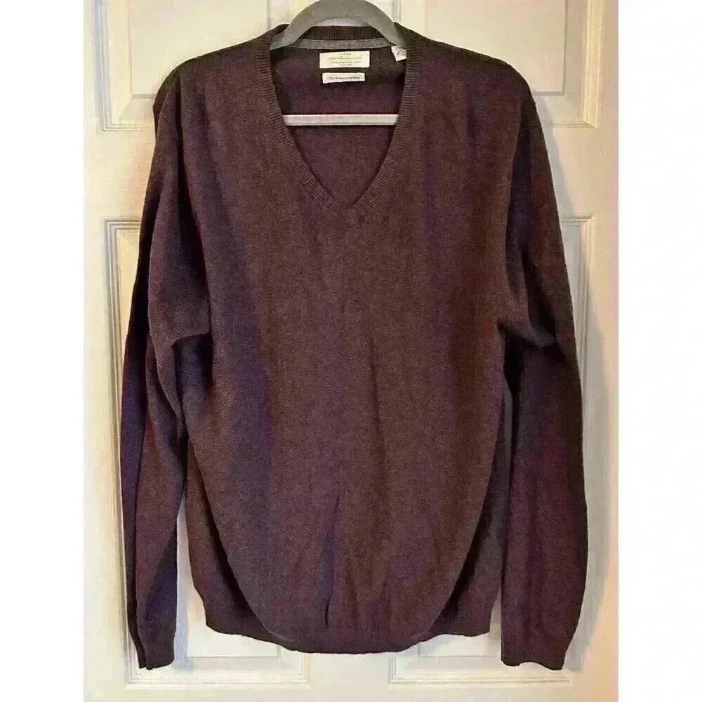 Weatherproof Vintage Men's Cotton Cashmere V-Neck Sweater Black Size L